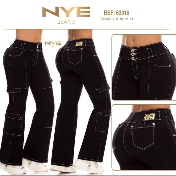 🇨🇴NYE JEANS COLOMBIANOS, Women Butt Lifter Fashion Boot Cut Push UP Jeans - Picture 3 of 5